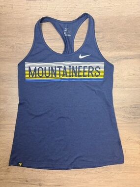 Women’s Nike Navy WVU Mountaineers Dri-FIT Racerback Touch Tank MED 💛 Like New 💙